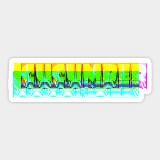 Neon Glitch Cucumber Sticker